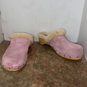 UGG Pink Shearling Lined Mules